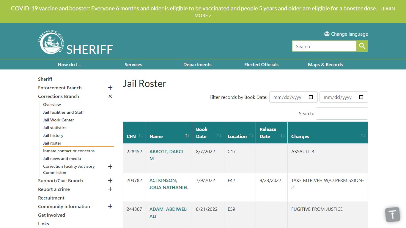 Jail Roster | Clark County